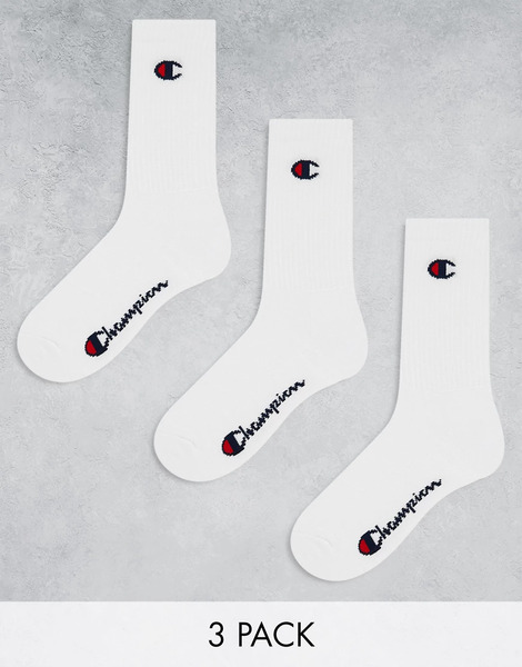  Champion 3 Pack Crew Socks In White 