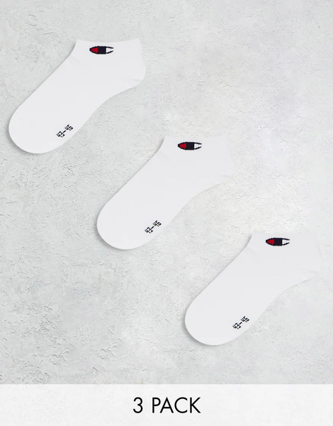  Champion 3 Pack Quarter Socks In White 