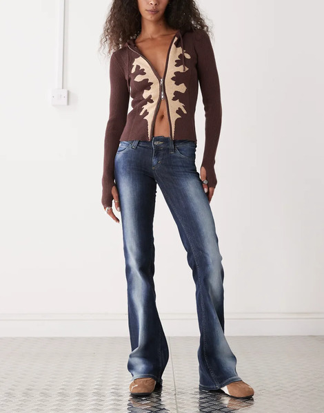  Cheap Monday Booty Bei Stretch Low Rise Bootcut Jeans In Blue Spray 