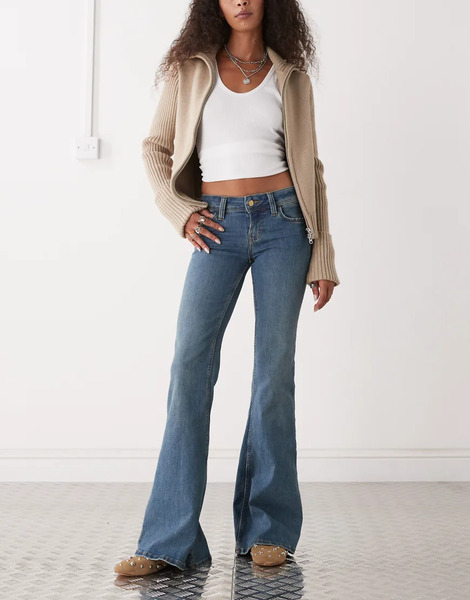  Cheap Monday Flare Low Stretch Jeans In Blue 