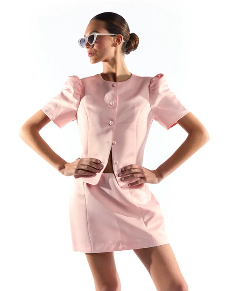  Collective The Label Button Through Structured Top In Light Pink 