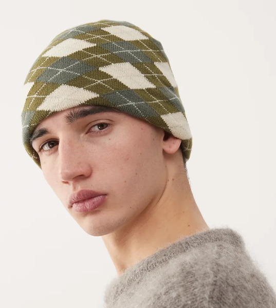  Collusion Argyle Check Beanie In Multi 
