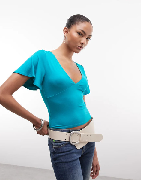  Collusion Batwing Top In Teal Blue 
