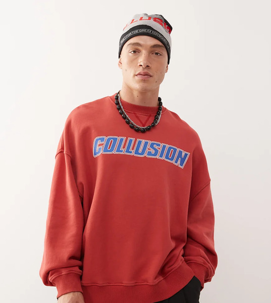  Collusion Boxy Sweatshirt In Red 
