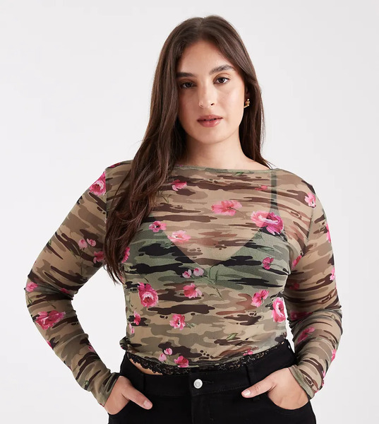  Collusion Camo Rose Print Long Sleeve Top Multi 