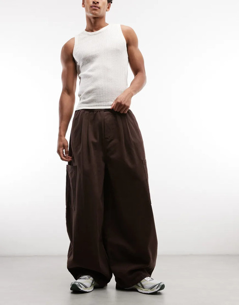  Collusion Cargo Trouser In Brown Green 