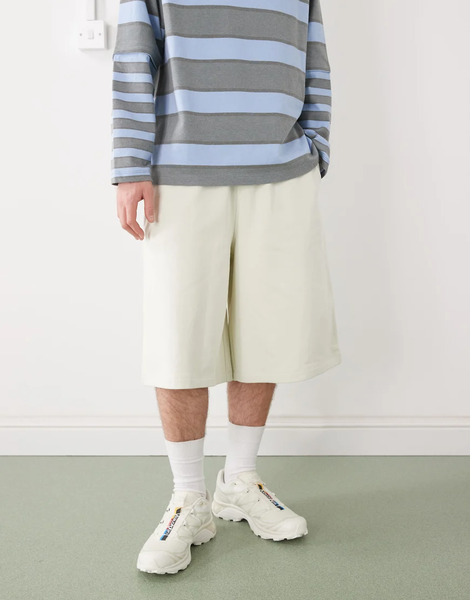  Collusion Circular Design Collection Heavyweight Long Shorts In Off White 