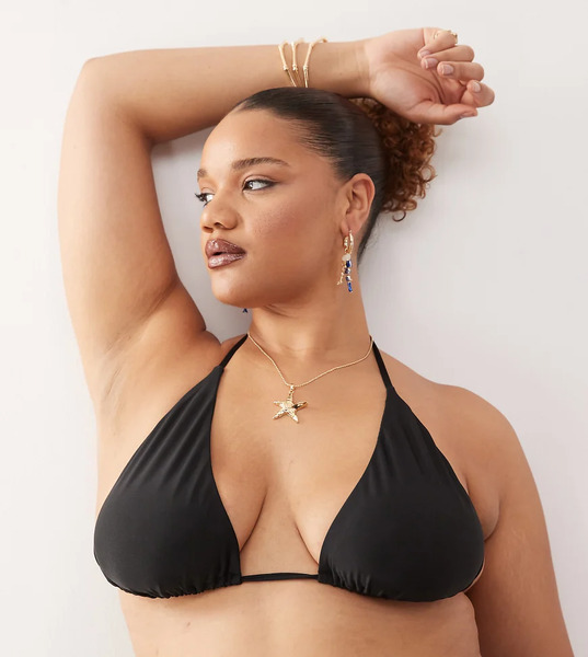  Collusion Curve Mix And Match Triangle Bikini Top In Black 