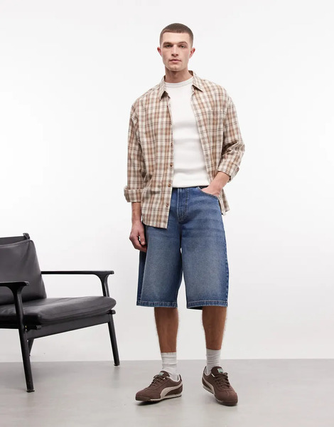  Collusion Denim Skater Jort In Mid Blue 