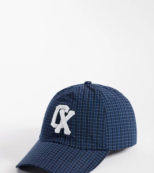  Collusion Embroidered Check Nylon Cap In Navy 