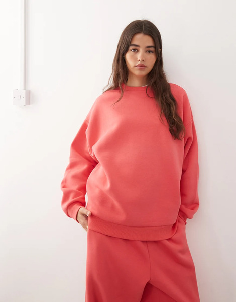 Collusion Heavyweight Boxy Sweat In Red 