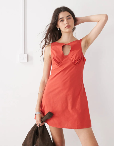  Collusion Keyhole Mini Dress In Red 