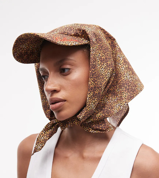  Collusion Leopard Print Cap With Tie Multi 