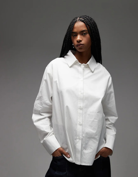  Collusion Oversized Long Sleeve Shirt In White 