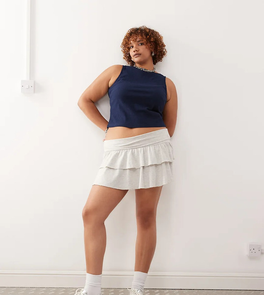  Collusion Plus Mini Ruffle Skirt In Grey 