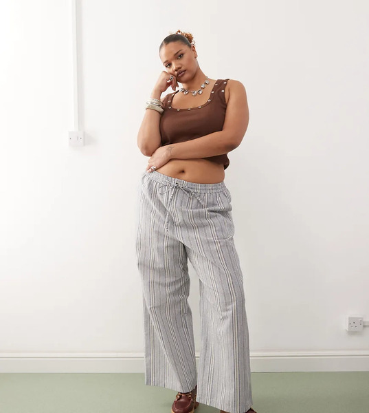  Collusion Plus Stripe Woven Trouser With Cargo Pockets In Multi   Multi 