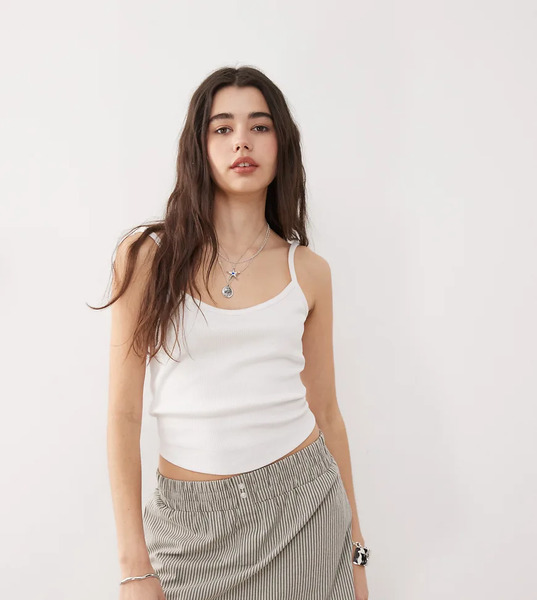  Collusion Rib Cami Top   White 