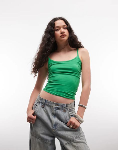  Collusion Spaghetti Strap Fitted Vest Top In Bright Green 