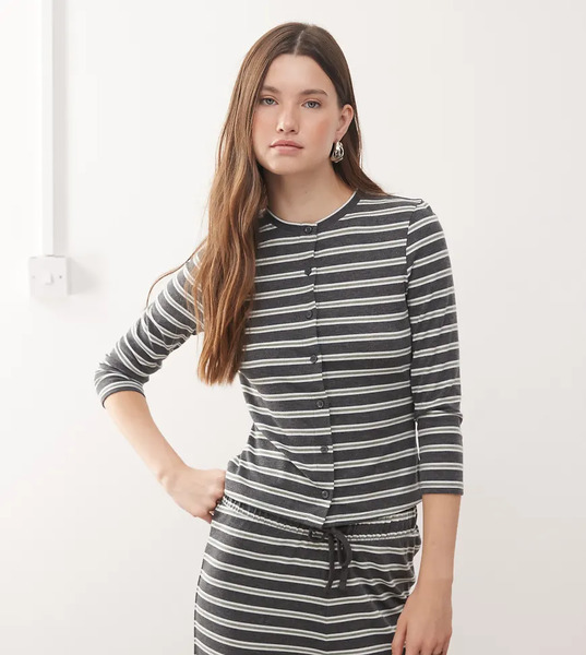  Collusion Stripe Button Through Cardigan Co Ord Multi 