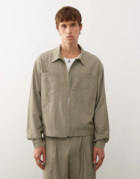  Collusion Tailored Bomber Jacket In Khaki Brown 