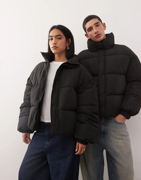  Collusion Unisex Puffer Jacket In Black 