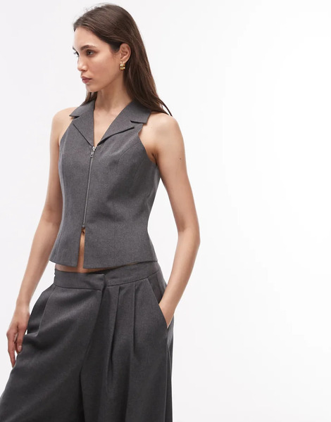  Collusion Zip Front Waistcoat In Grey 