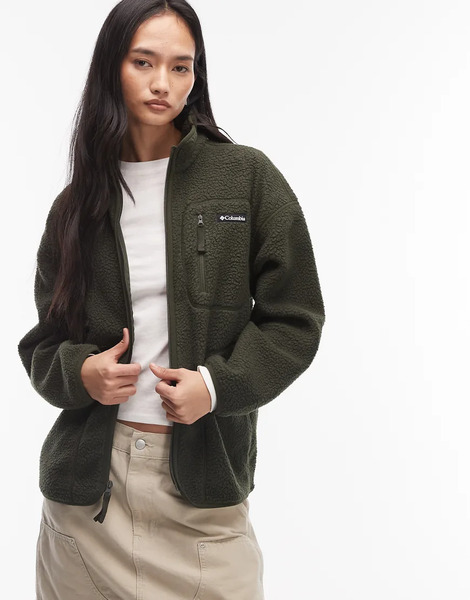  Columbia Flow Finder Zip Up Fleece In Dark Green   Asos Exclusive 