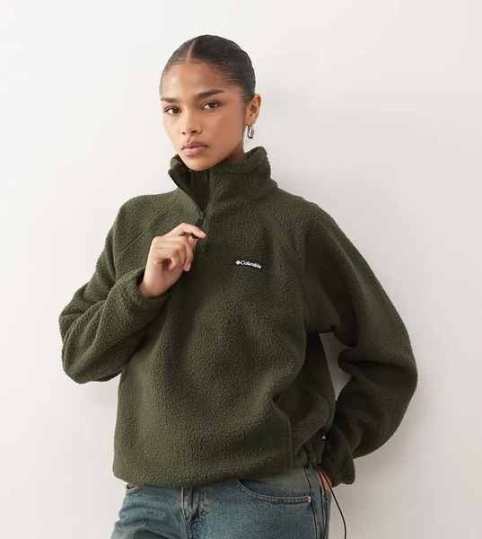  Columbia Olive Spring 1/4 Zip Fleece In Dark Green   Asos Exclusive 