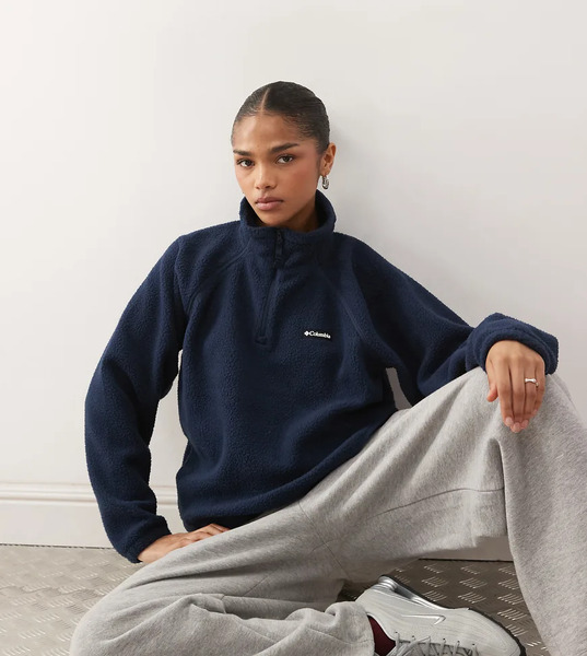  Columbia Olive Spring 1/4 Zip Fleece In Navy   Asos Exclusive 