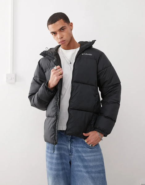  Columbia Puffect Ii Hooded Puffer Coat In Black 