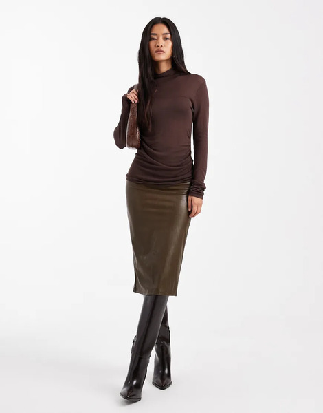  Commando Midi Skirt In Cadet Green 