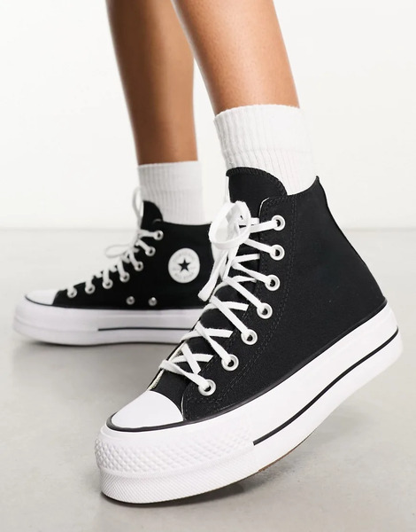  Converse Chuck Taylor All Star Hi Lift Canvas Platform Sneakers In Black 