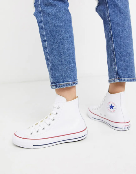 Converse Chuck Taylor All Star Hi Trainers In White Leather 