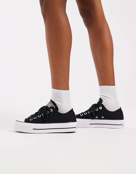  Converse Chuck Taylor Lift Ox Platform Trainers In Black 