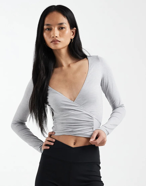  Cotton On Active Wrap Top In Grey 