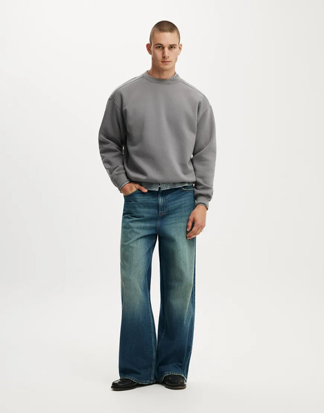  Cotton On Box Fit Crew Sweater In Grey 