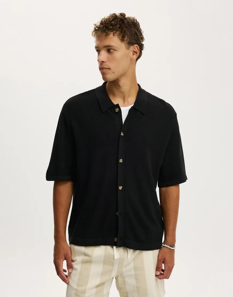  Cotton On Box Fit Knit Shirt In Black 