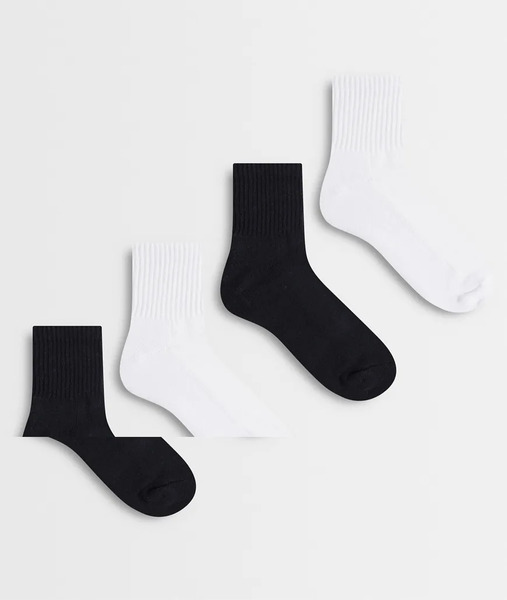  Cottonon 4 Pack Quarter Crew Sock In Black White Multi 