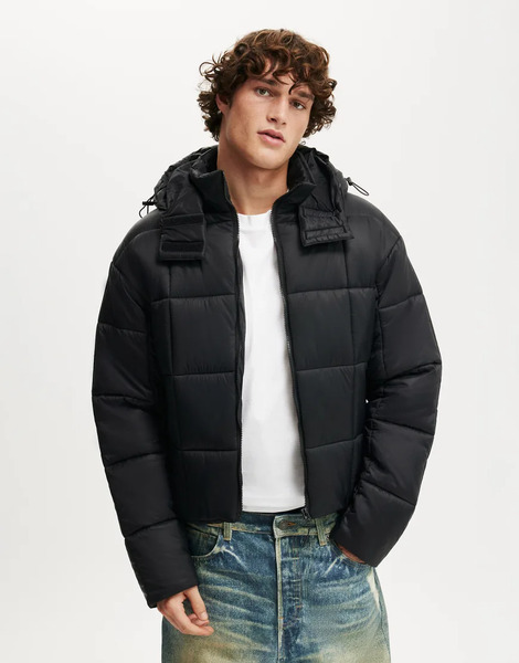  Cotton On Cropped Puffer Jacket In Black   Black 