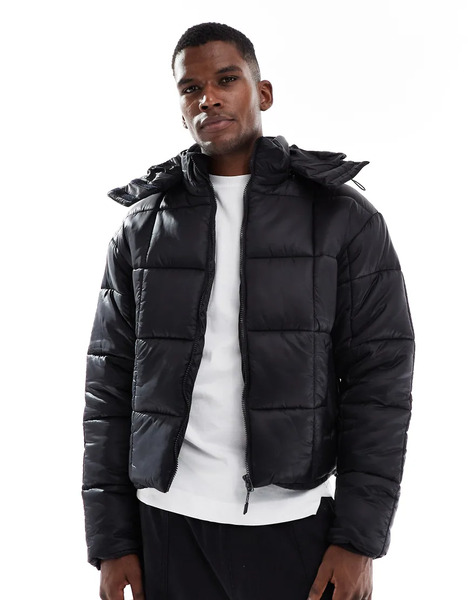  Cotton On Cropped Puffer Jacket In Black 