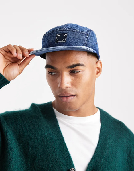  Cotton On Curved 5 Panel Hat In Navy 