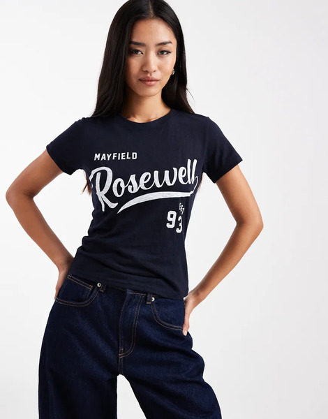  Cotton On Foxridge Graphic Tee In Total Eclipse Navy 