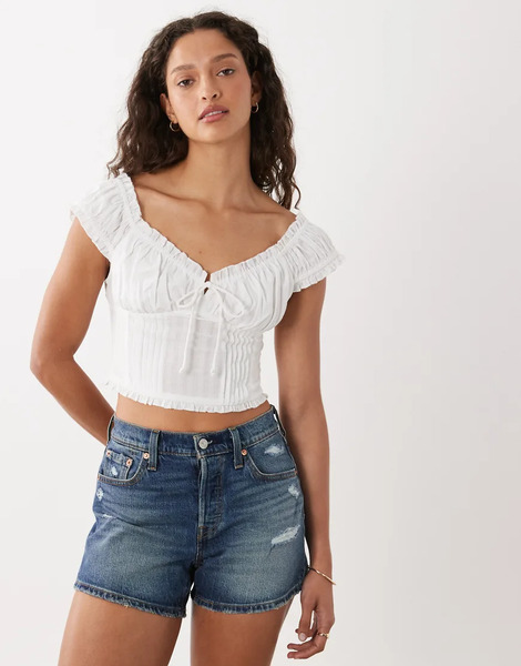  Cotton On Greta Frill Blouse In White 