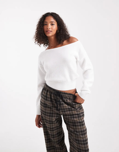  Cotton On Luxe Off Shoulder Knit In White 