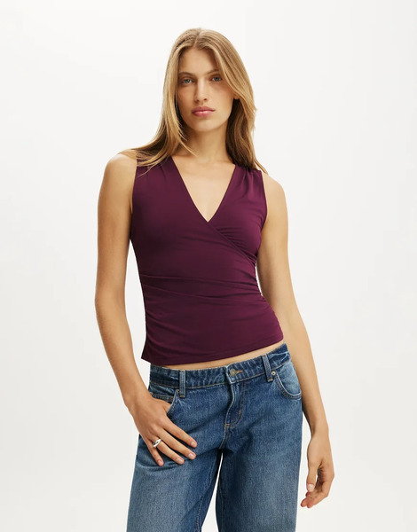  Cotton On Marlo Wrap Tank In Brown 