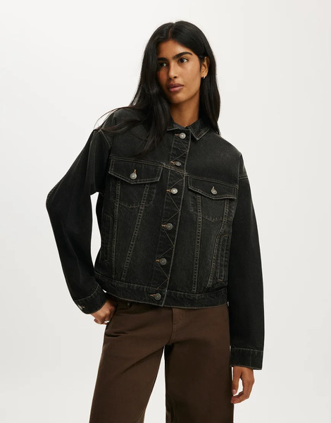  Cotton On Original Denim Jacket In Black 