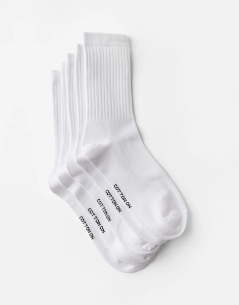  Cotton On 5pk Crew Sock In White   White 