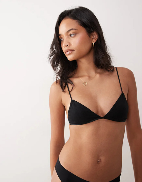  Cotton On Tiny Cotton Triangle Bralette In Black 