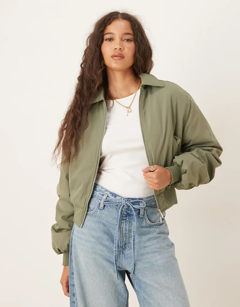  Cotton On Toby Bomber Jacket In Khaki Green 