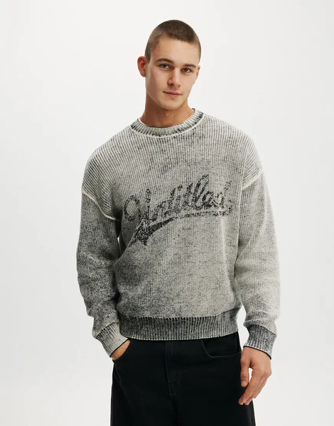  Cotton On Y2k Box Fit Crew Knit In White 